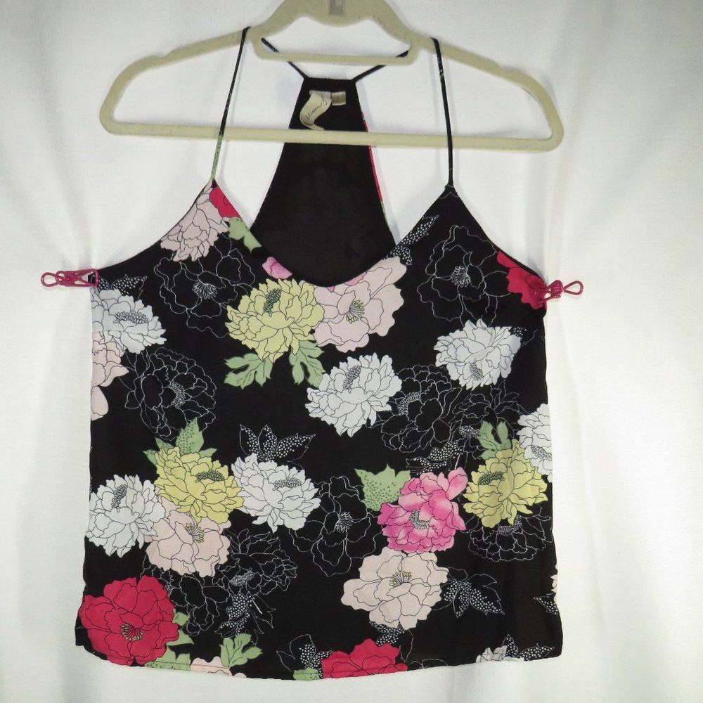 Allison Joy Black Floral Sleeveless Tank Top Size Small
